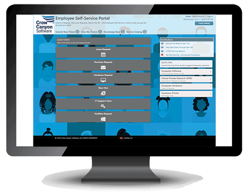 Desktop with Employee Self Service Portal 