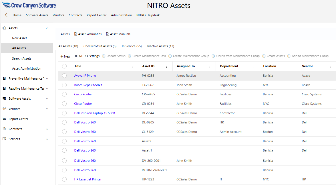 IT Asset Management Assets List