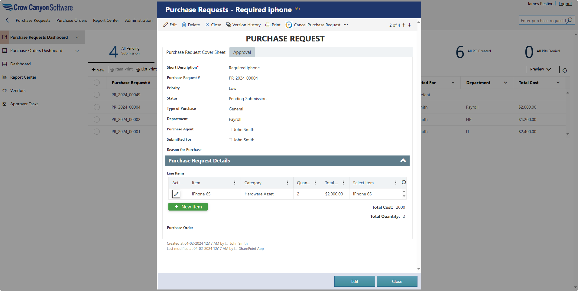 Forms and Workflows Guide with Purchase Requests