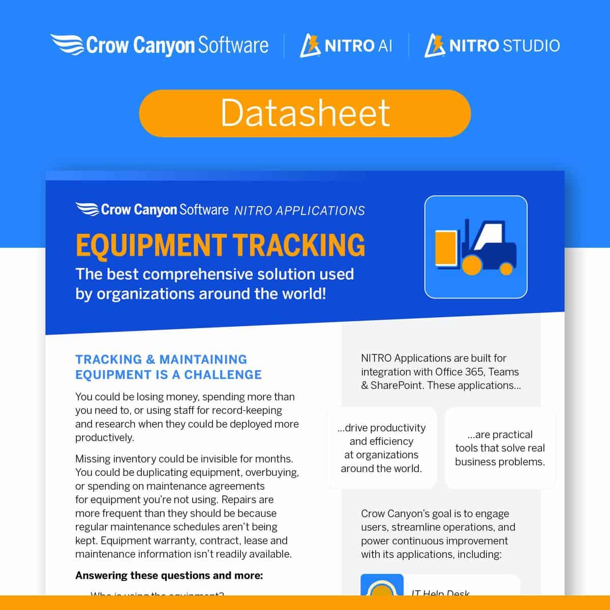 Equipment Tracking Datasheet